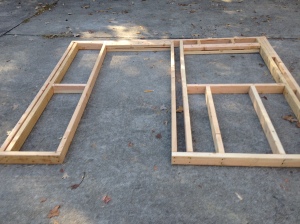 Frame of the downstairs front wall.